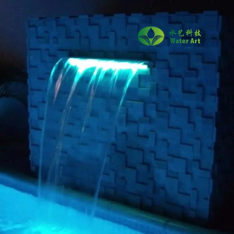 Mit mehrfarbigen LED-Wasser verschüttete Schwimmbad Cascade Brunnen Wand Teich Wasservorhang