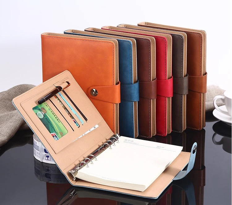 Office Supply Custom Logo HardCover A5 Vegan Leather Journal Notebook تعيين هدية