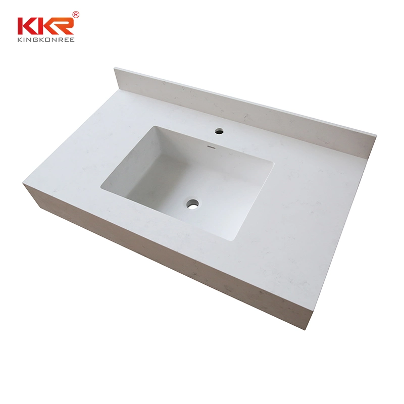 Carrara Cuarto de baño con velo Blanco Countertop superficie sólida Vanity Top