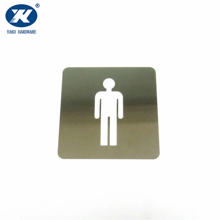 Hotel Mall Toilet Wc Bathroom Door Sign Hollow Stainless Steel Plaques Plate with Adhesive Sticker