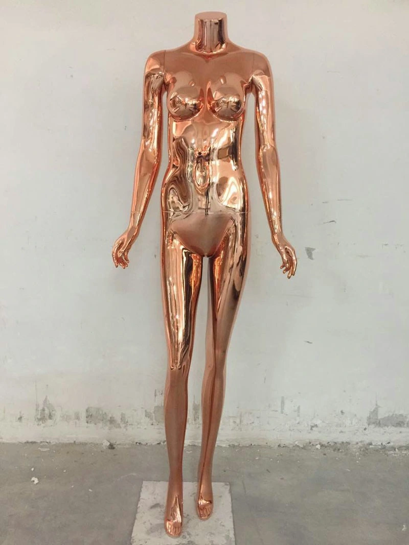 Rose Gold Glossy Headless Female Mannequin for Clothes Shop Display