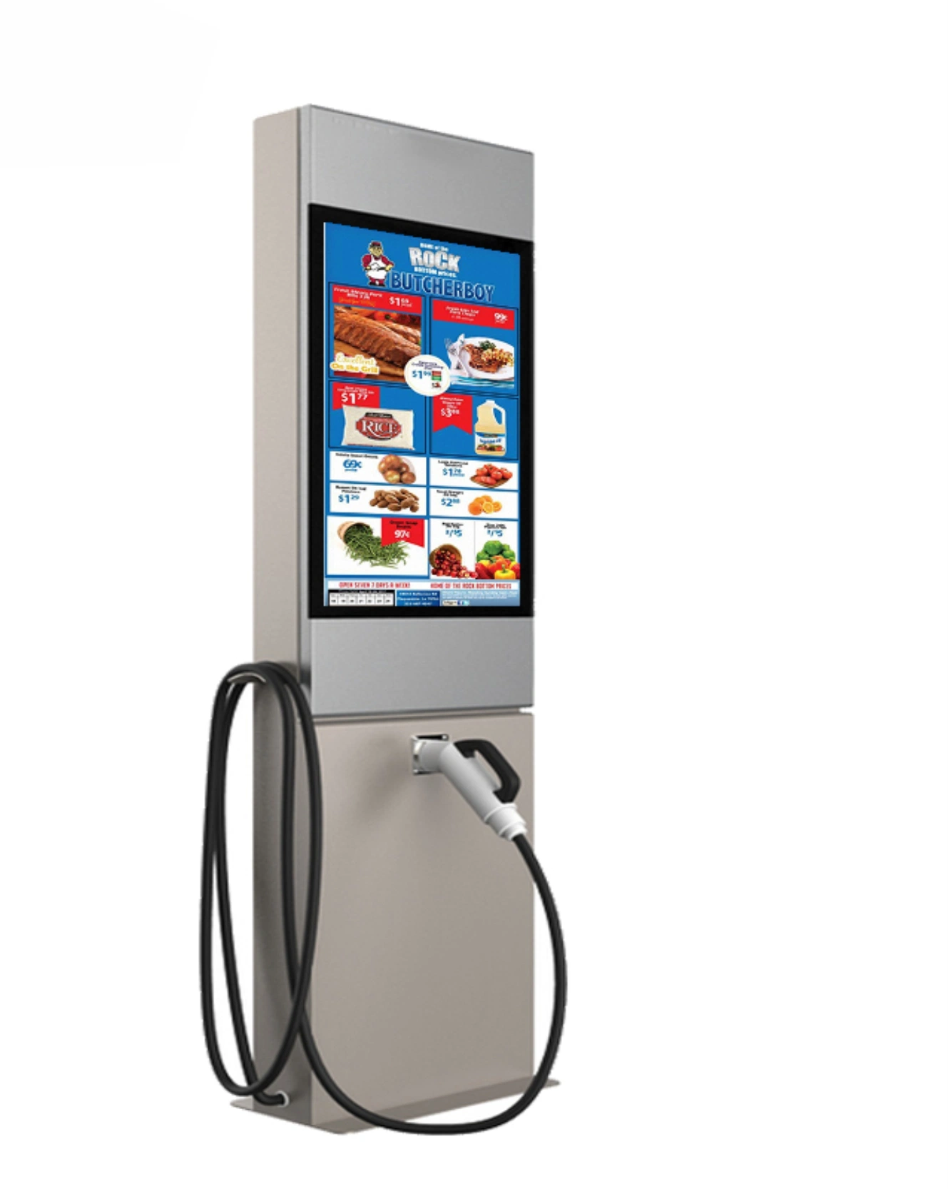 43 Zoll 7kw Card Pay Outdoor LCD-Display Bodenstehend EV Ladebäule EU und US Standard