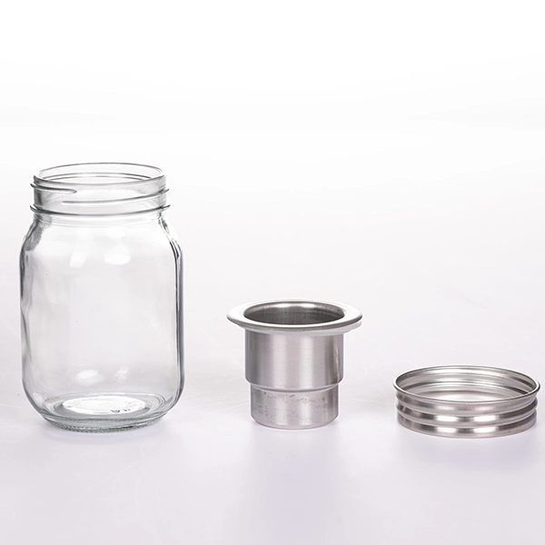 Tapa de la jarra de cristal de acero inoxidable de grado alimentario ensalada condimentos Cup y fijan la tapa Mason Jar tapa