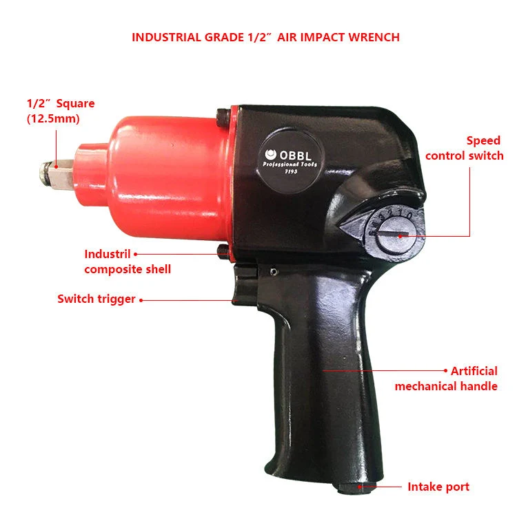 Chave de impacto pneumático Obbl de 1/2 polegadas impacto pneumático de alta qualidade Reparação da chave de boca para camião