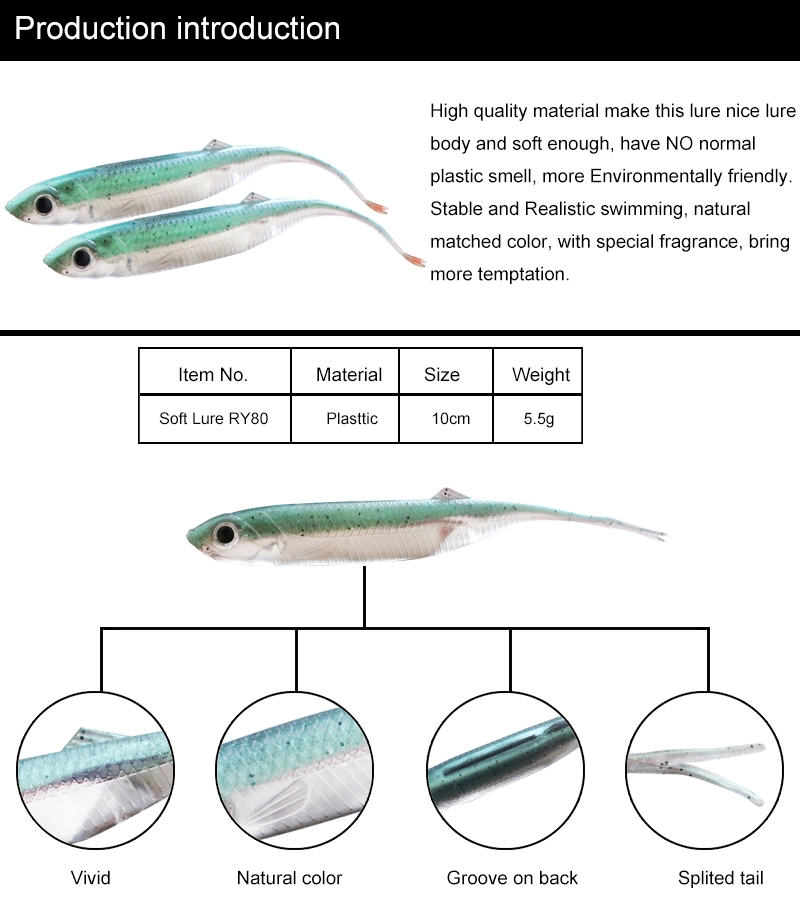 Customized 4''/5.5g Soft Plastic Lure Fishing Product.