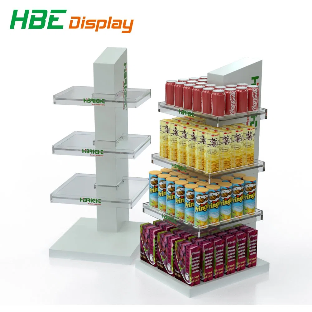 New Design Acrylic Wood Shelf Supermarket Display Stand