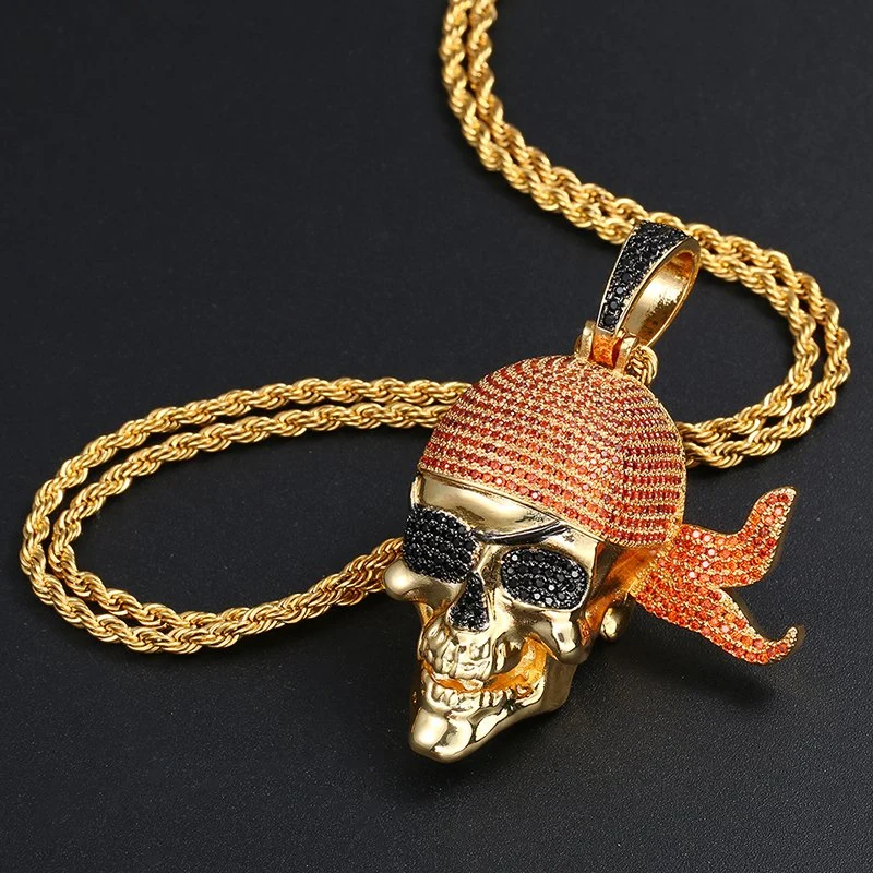 Pirate Skull Pendant for Necklace Iced out Pendant Hip Hop Jewelry for Amazon/Ebay/Wish Online Store for Wholesale