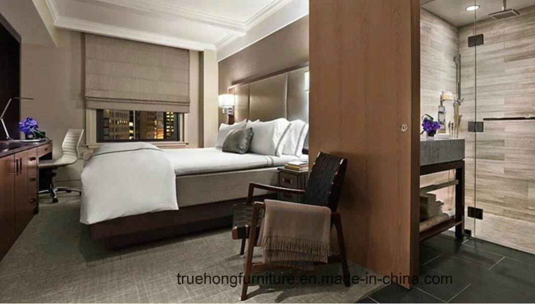 Venta caliente profesional conjunto de dormitorio Muebles MDF Chapa Hotel Muebles Foshan Fabricante chino Muebles Estándar habitación de Hotel