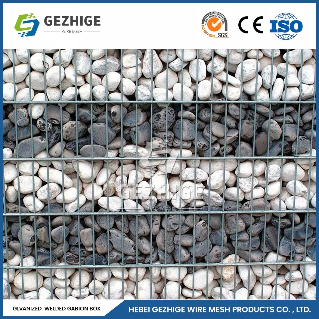 Gezhige 80x100mm recubierto de PVC mallas Mallas Soldadas Proveedor Fácil de instalar la soldadura de Zinc Gabion Box China 200X50X50 de piedra de tamaño de galvanizado Gabion Box