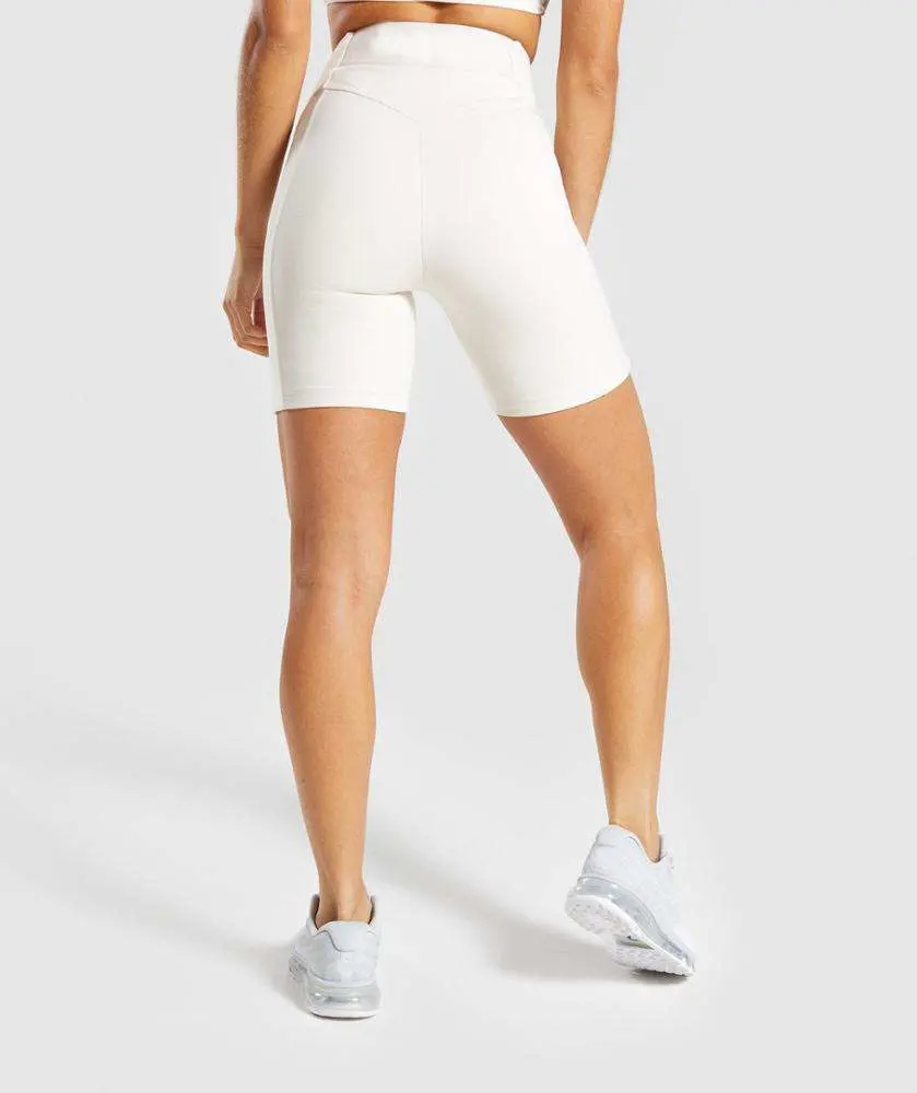 Leggings de cintura subida com padrão de cintura subida e meia, ginásio de running curto Tights de ioga para desporto branco para mulher calções