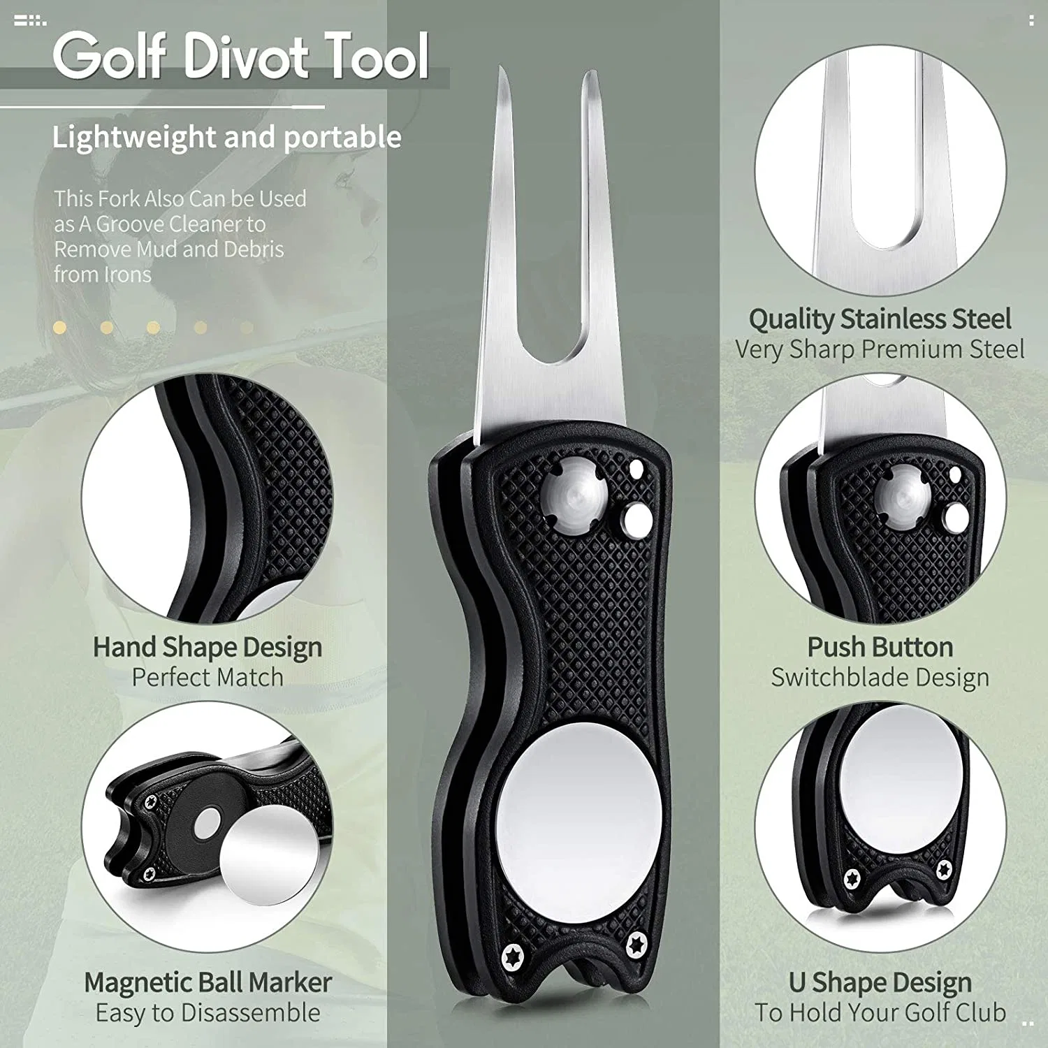 Golf Divot Aluminum Handle Golf Repair Divot Tool Golf Divot Tool High quality/High cost performance 