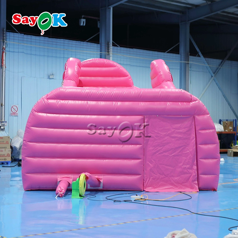 Portable Pink Car Shape Inflatable Cotton Candy Kiosk for Outdoor Advertising Promotion