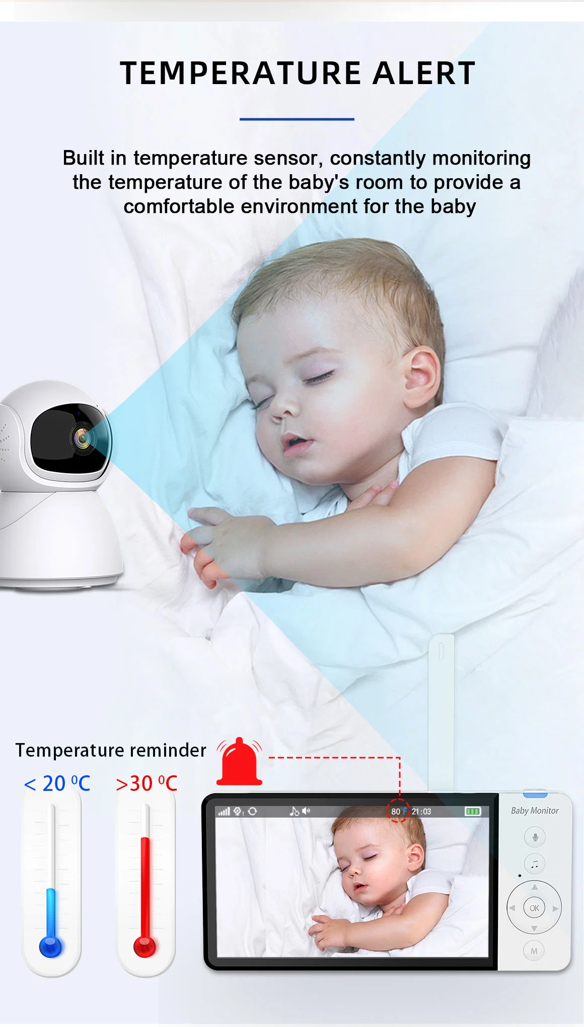 New 5" IPS Baby Monitor with Smart Camera Surveillance Two Way Talk Night Vison LCD Display Baby Monitoring Camera