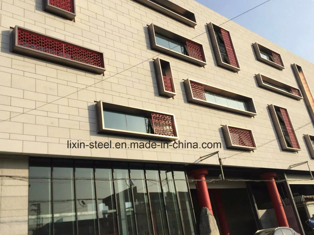 Prefabricated Building Steel Structure Glass Showroom with Stone Decoration Board