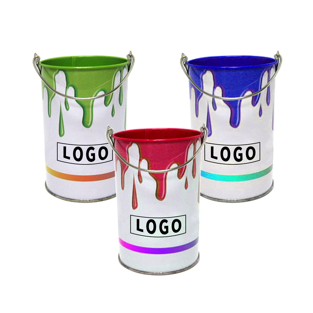 Custom Printing Tinplate Barrel Packs Metal Bucket Container Food Grade Tin Bucket Popcomn for Agriculture Storage