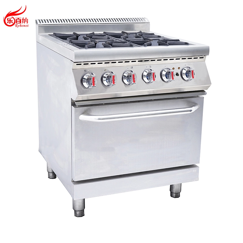 Hot Sale Commercial 6 Burners Gas Range with Oven in Stainless Steel Kitchen Equipment (7G-TQ-6)