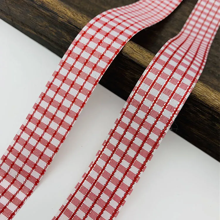 Personalize Christmas Wired Ribbon Ribbons Wool Plaied Checked Red Bow