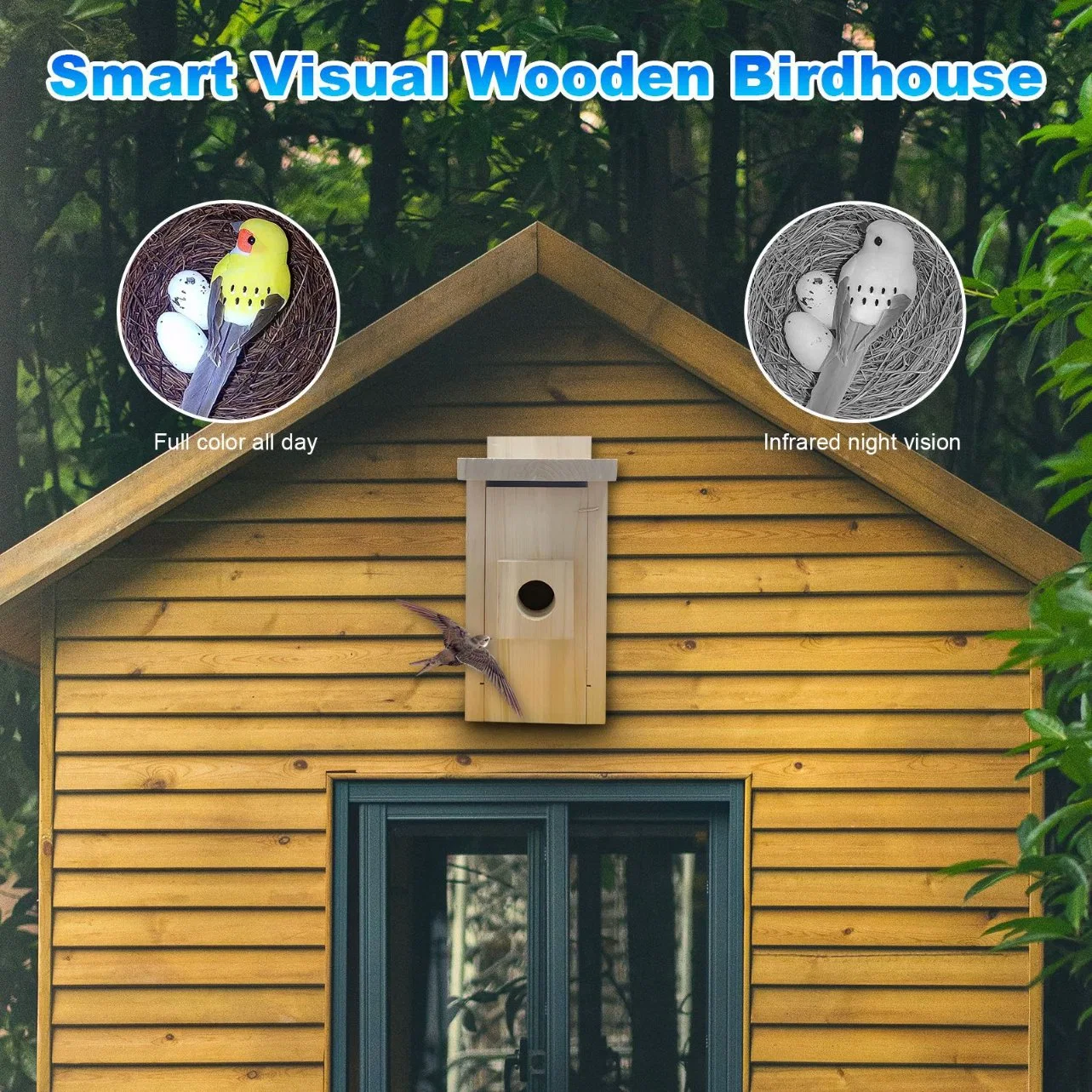 Intelligent Visual Wooden Bird House/Nest Cameras Mobile Remote Observation