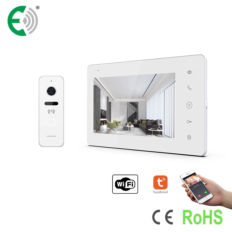 UTP/IP 7"WiFi Touch Screen Intercom Video Doorphone Supports ID Cards Unlock