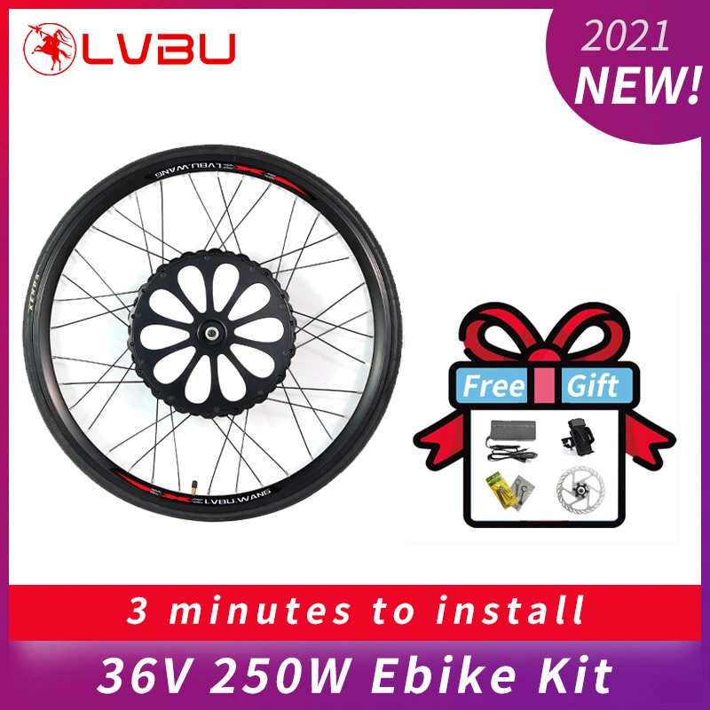 Venta de bicicleta eléctrica Lvbu 36V 350W EBike de motor de rueda trasera Kit de conversión con batería