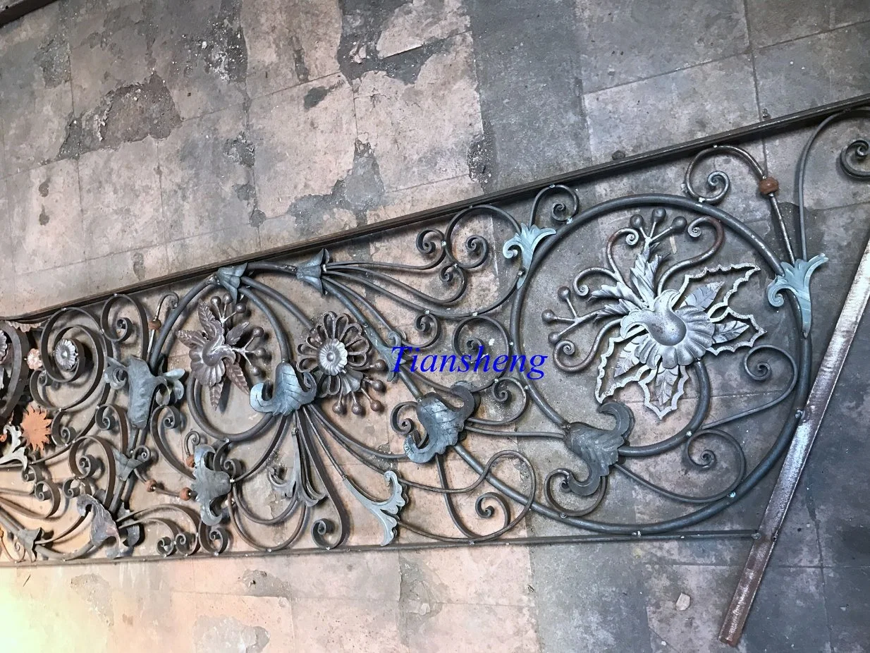 High quality/High cost performance  Hand Forged Wrought Iron Staircase Railing Hot DIP Galvanzied Wrought Iron Steel&Stain Balcony and Stairs Fence, Handrail. Railing for Satey