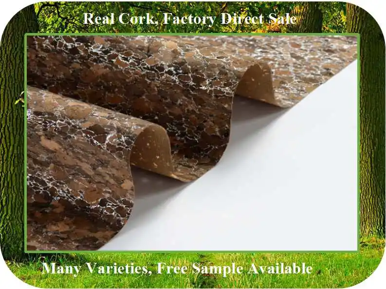 Real Cork Fabric Carbonized Natural Cork Leather with Silver Line (HS-CL-056)