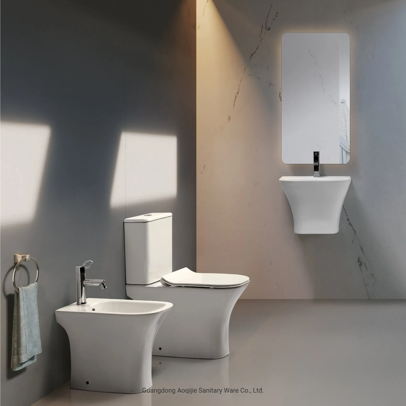 Ceramic Two Piece Toilet Square Shape Rimless Sanitary Ware Bathroom Closet Small Modern Couple Close Floor Mounted Wc Toilet