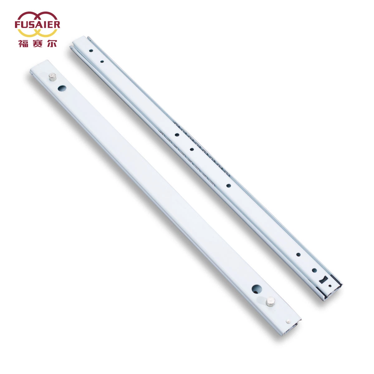 27mm Single Extension Ball Bearing Kitchen Cabinet White Finished Telescopic Channel Drawer Slide