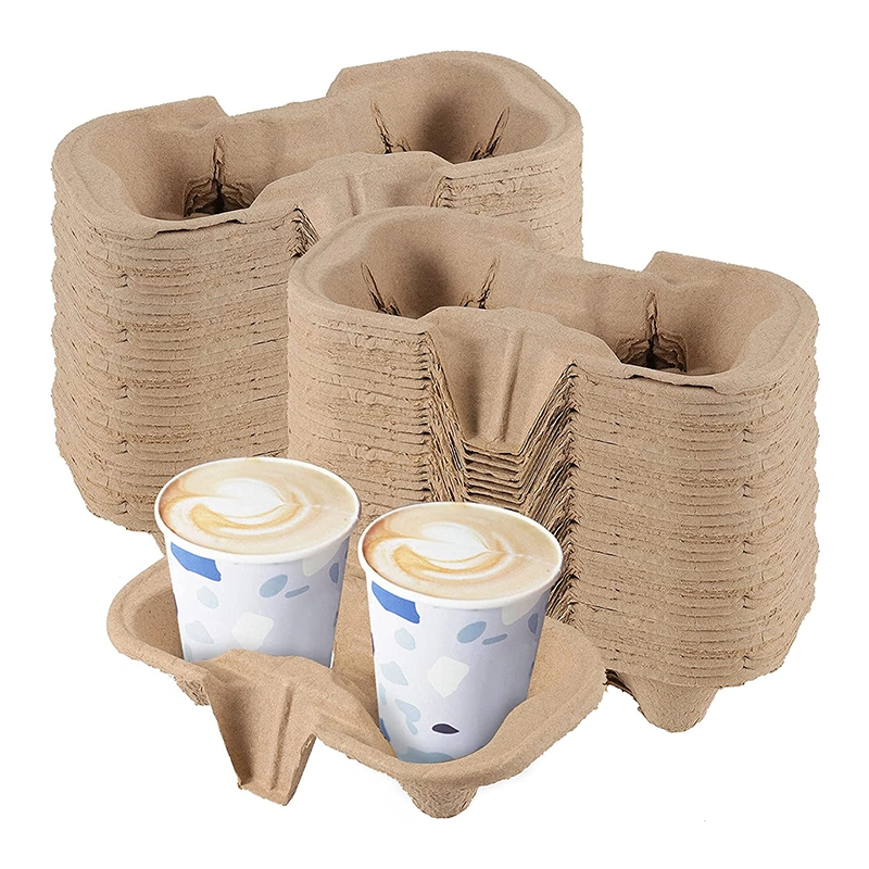 Einweg Take Away heißen Getränk Tee Träger Papier Tasse mit Griff Für Kaffeepulpe-Kaffeetassen-Halter