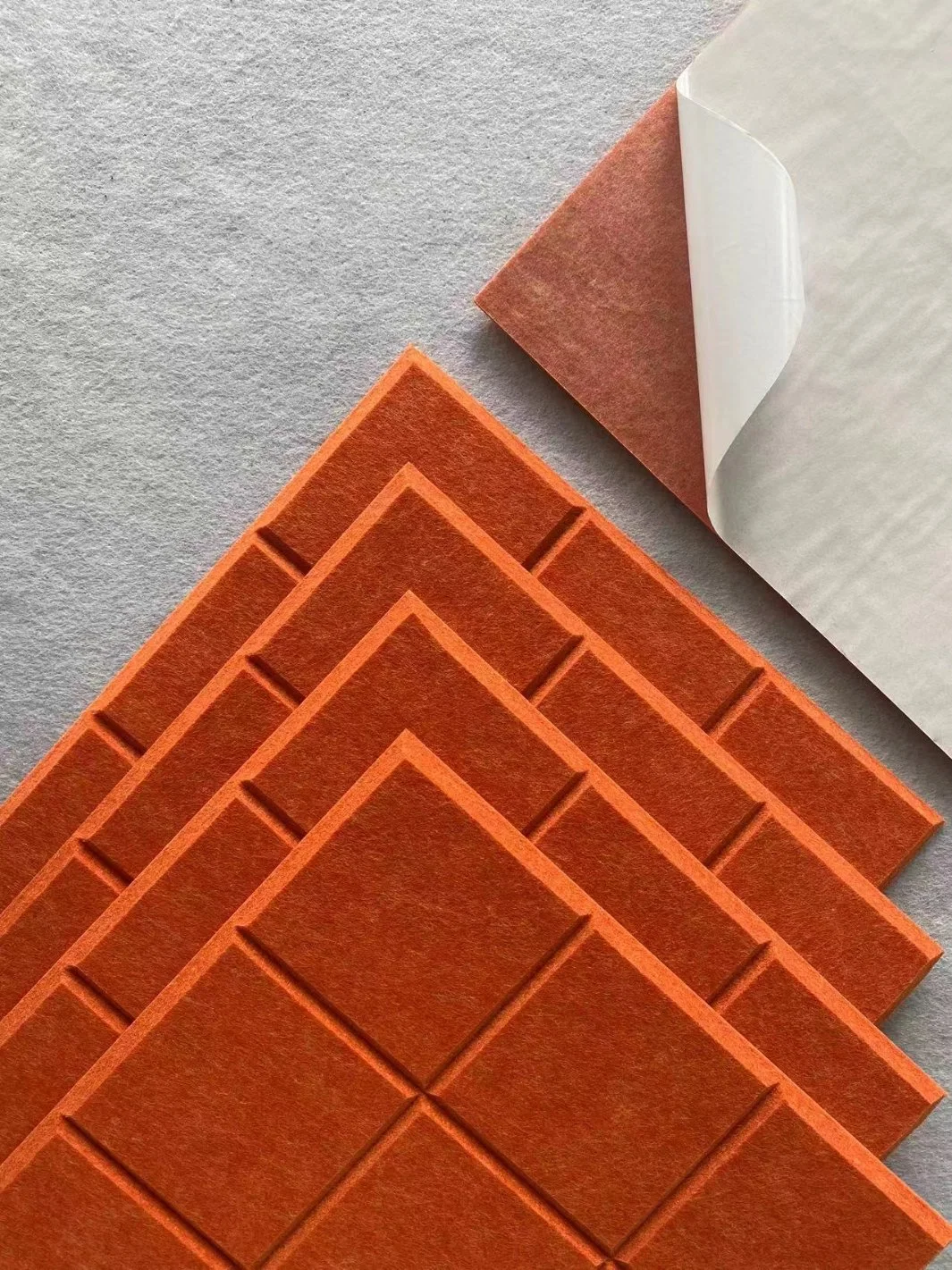 300*300*9/12mm 100% fibra de poliéster a absorção acústica Board com nove Grid Pet Painéis acústicos