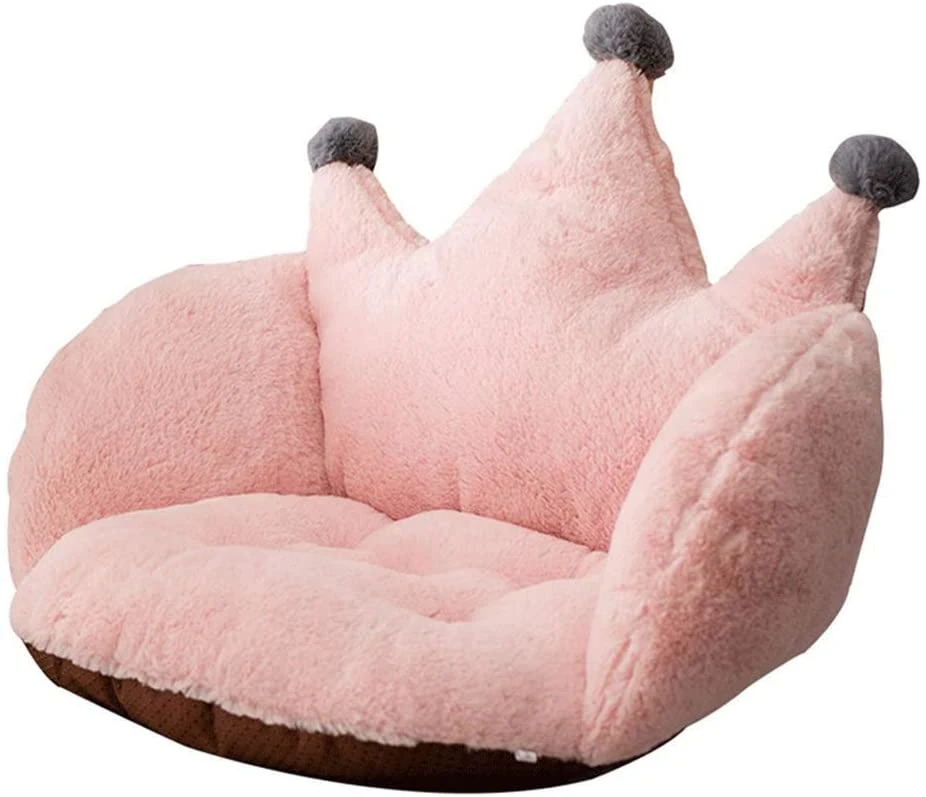 Artbeck Chair Cushion Plush Faux Rabbit Fur Crown Desk Chair Cushion