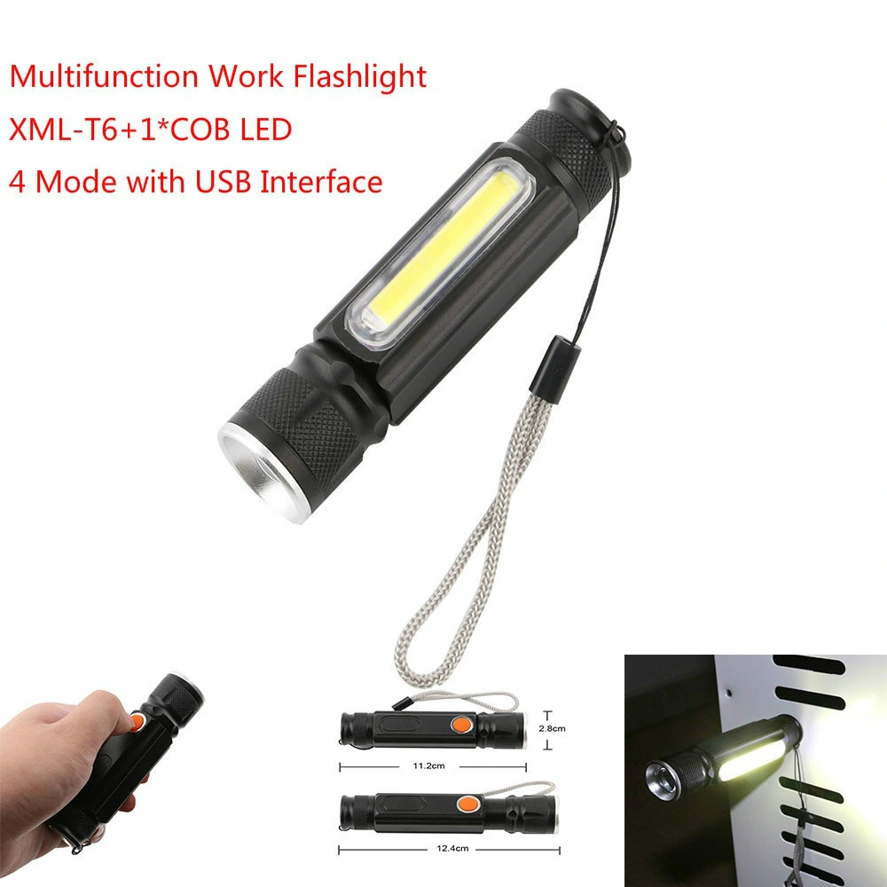 Wholesale/Supplier Camping Emergency Portable Torche lamp Lighting Mini Rechargeable LED Torch Light with Magnet Quality La lamp De Poche 4 Modes COB LED Flashlight