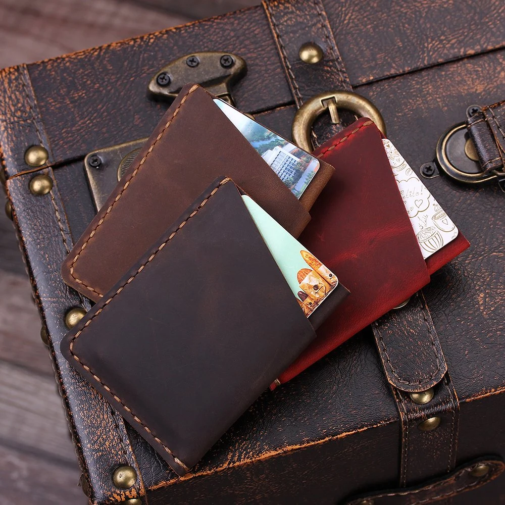 Handmade Premium Genuine Leather ID Credit Card Holder for Men Women Wholesale/Supplier