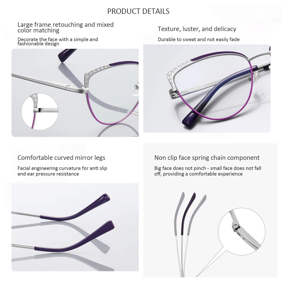 Manufasturer High End Original Metal Frame Cat Eye Computer Anti Blue Light Designer Optical Frame Reading Glasses