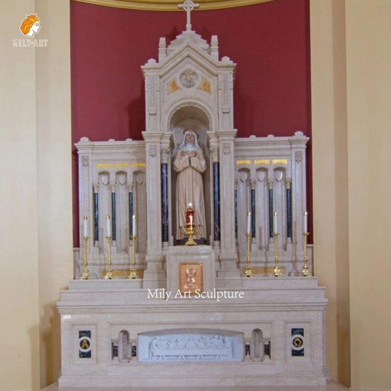 Statue classique en pierre naturelle Maître église haute fabriquée à la main Table à autel en marbre