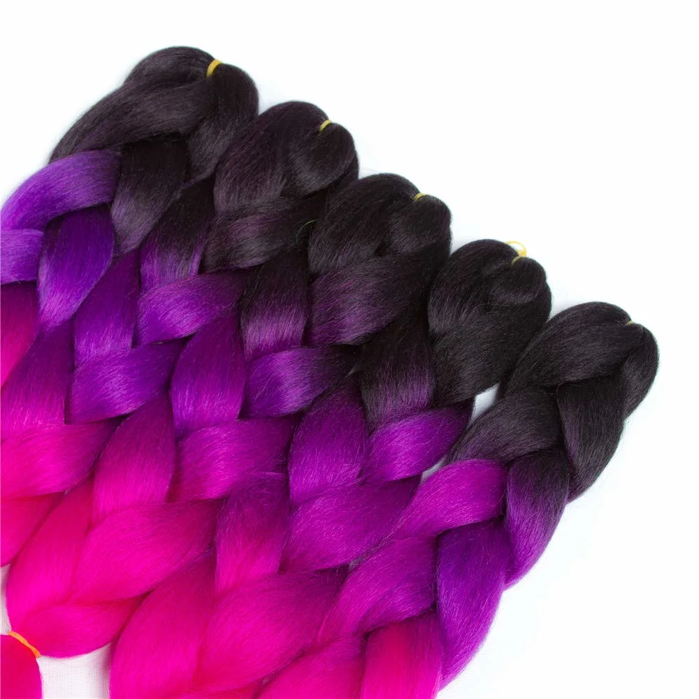 Fashion Single Color Synthetic Three Color Crochet Braiding Hair