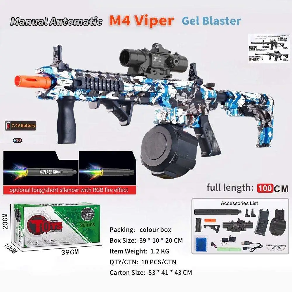 Новые модели M416 Viper Gel Ball Blaster Electric Manual Automatic Двухрежимные электрические игрушечные пистолеты Подарочные для детей готовы Доставка