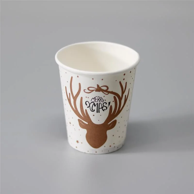 Disposable Christmas Hot Cold Drink Party Supplies Single Wall Paper Cup Flexographic Printed Coffee Mug