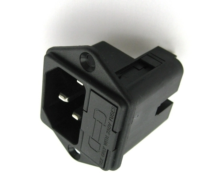 UL Approved 10A 250V IEC C14 Socket with Double Fuseholder Connector for Grill