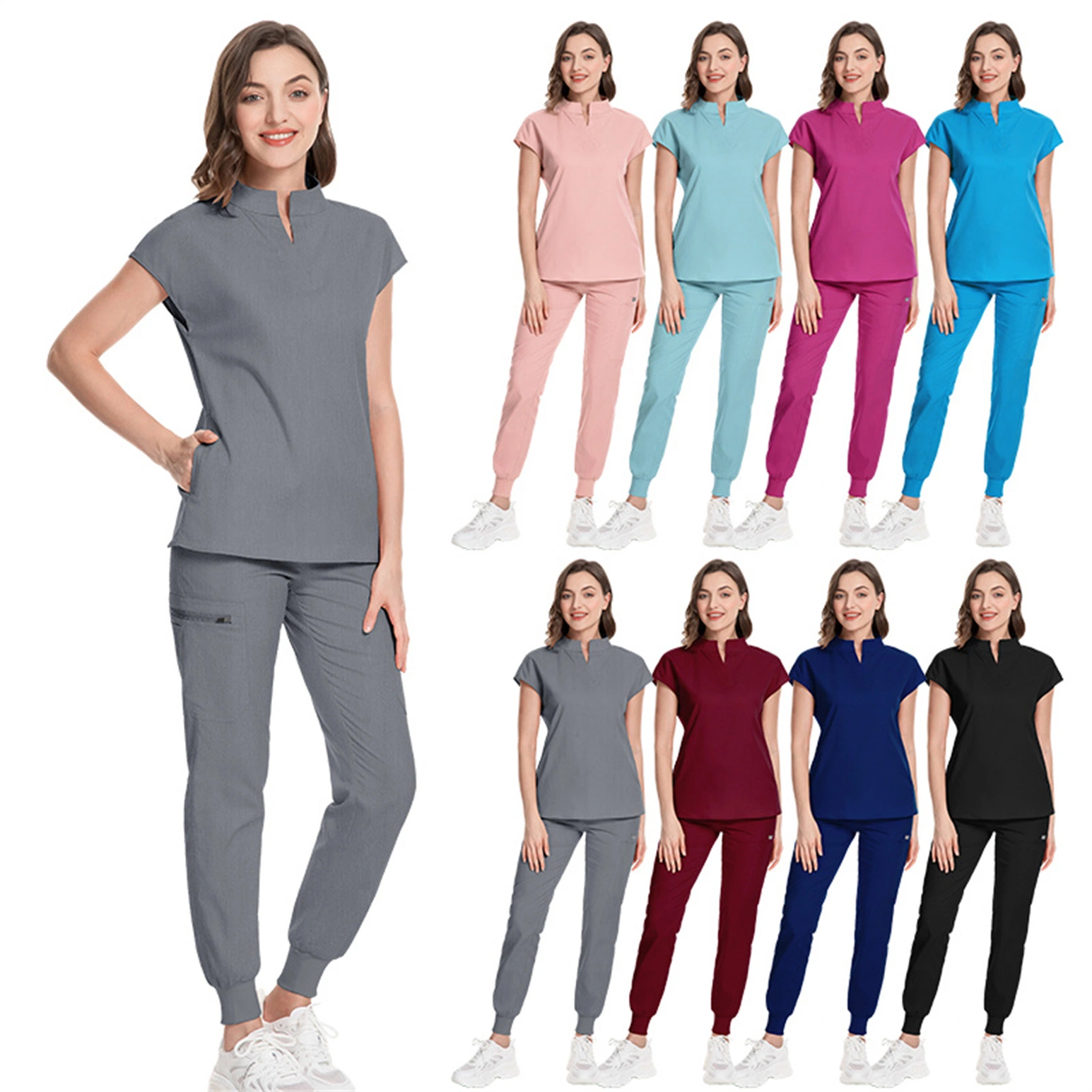 Wholesale/Supplier Custom Logo Skin Care Breathable Spandex Hospital Lab Top Jogger Nursing Medical Scrubs Set