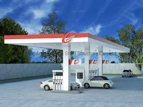 Durable Light Weight Steel Structure Gas Station Canopy