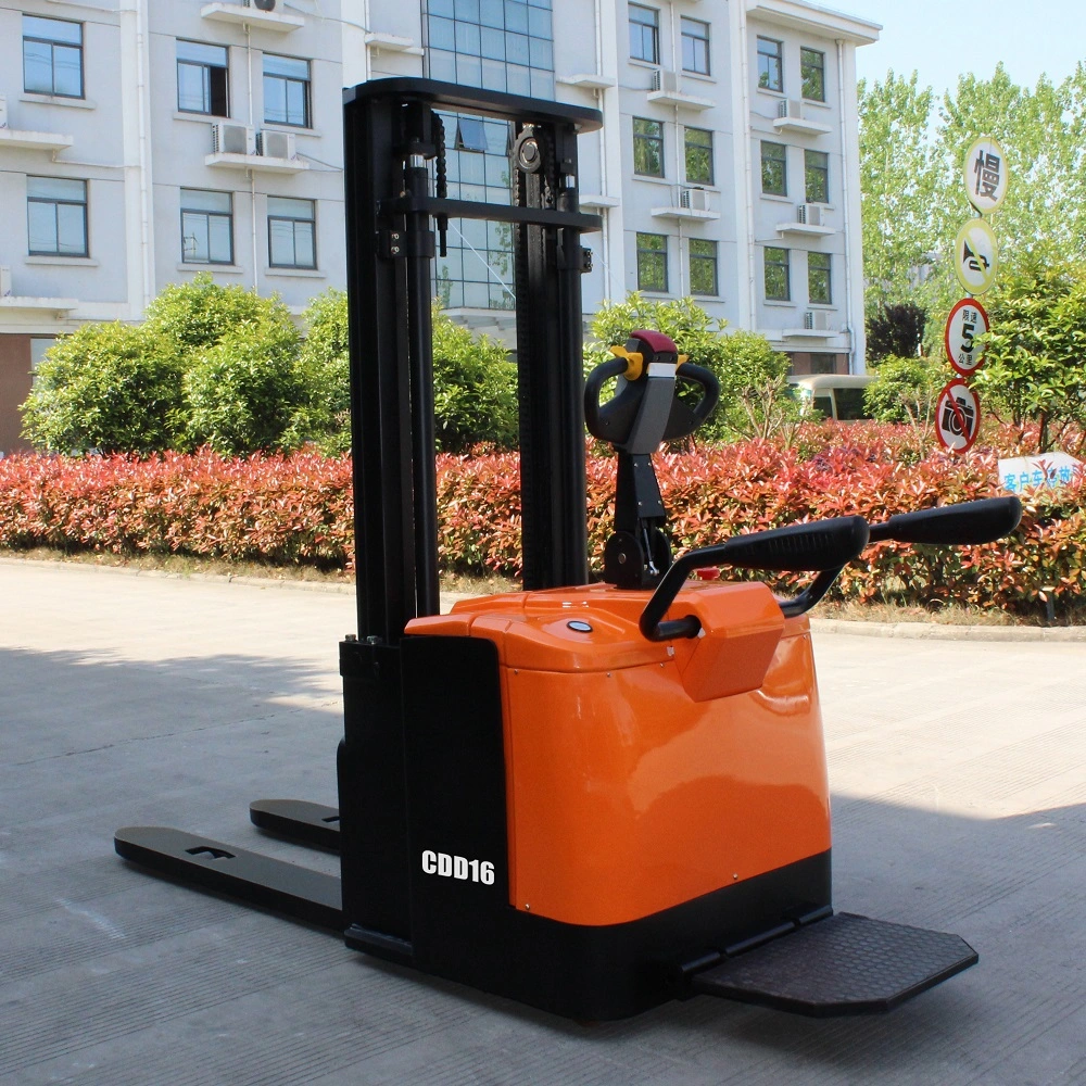 China Manufacturer 1.6 T 1.6t Small Electric Powered Pallet Stacker Full Electric Stacker Battery Operated with EPS