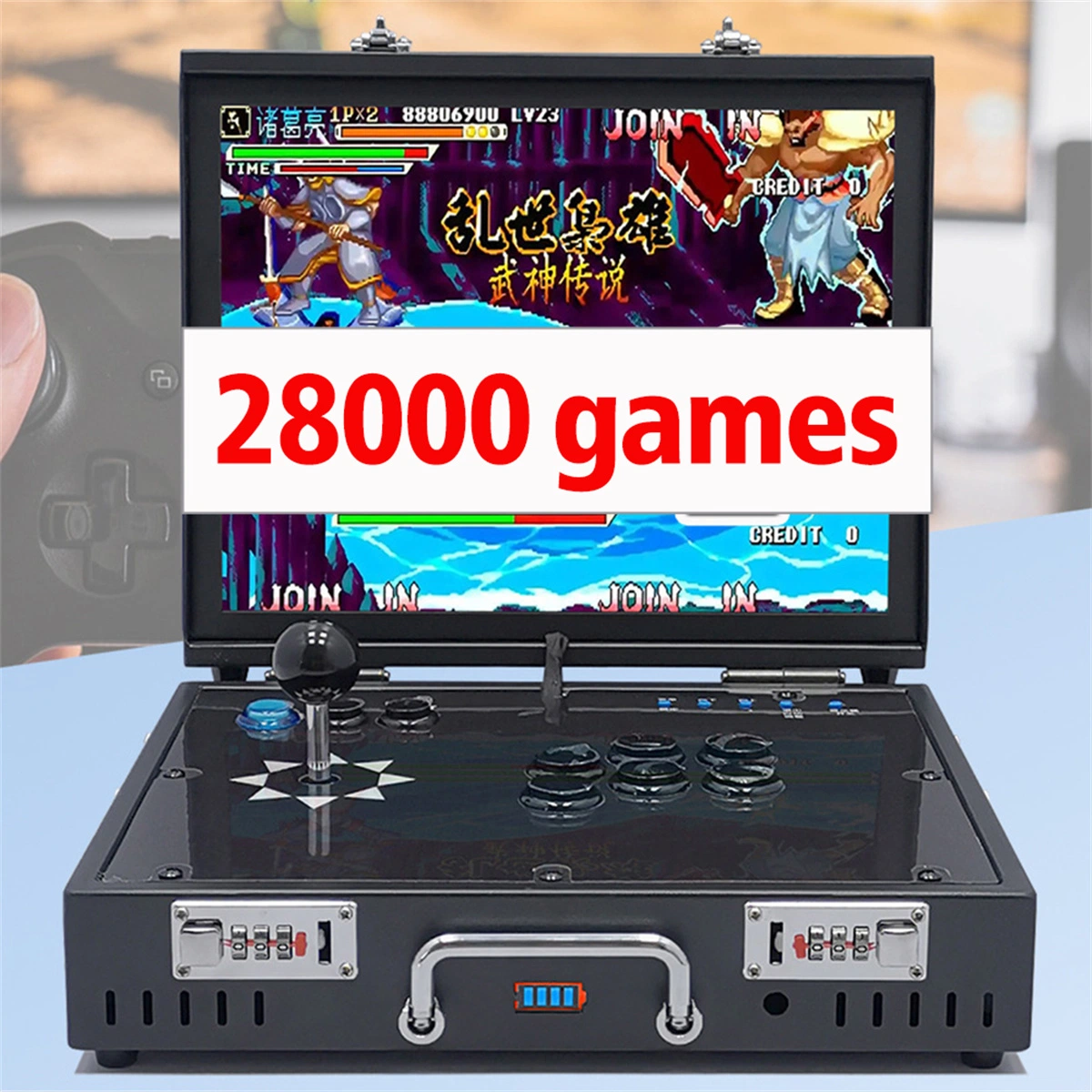 15polegadas Pandora Portátil do Console de jogos com 28000 jogos de arcade toda a mala de Metal