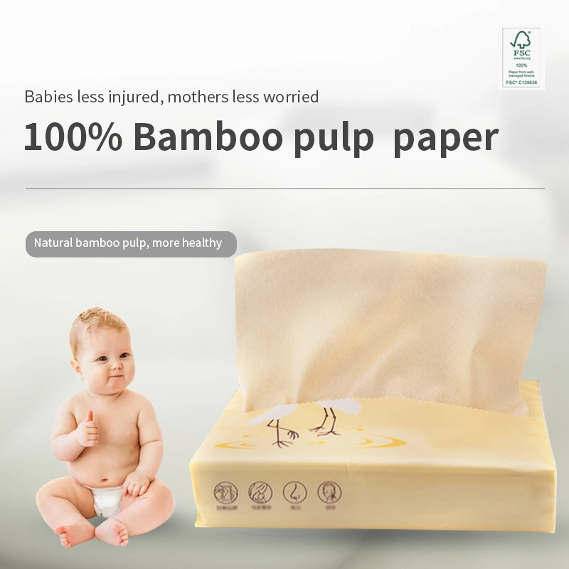 Baby Super Soft Bamboo Tissue 100% Virgin Bamboo Towels Cutomer Logo Tissue Paper Facial for Mother and Baby Baby Napkin Diaper Cleaning Wipes Bamboo Natural