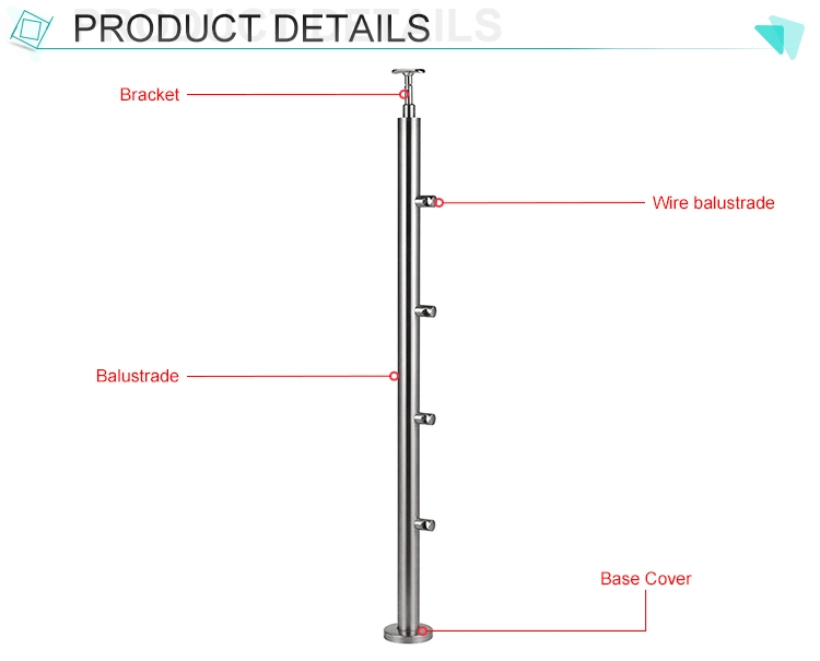 Stainless Steel Glass Hospital Staircase Corridor Balcony Glass Railing Grab Bar Handrail