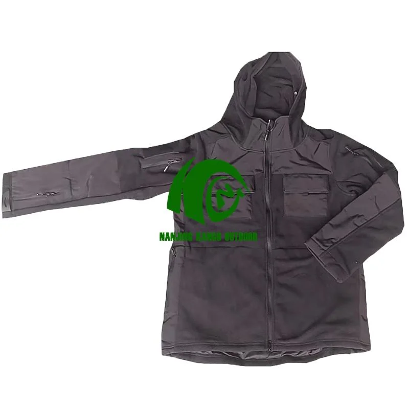 Blusão de velo camuflado para outono e inverno tático com capa macia camuflada Quebra-ventos quentes Coat Exterior Hooded Army roupas