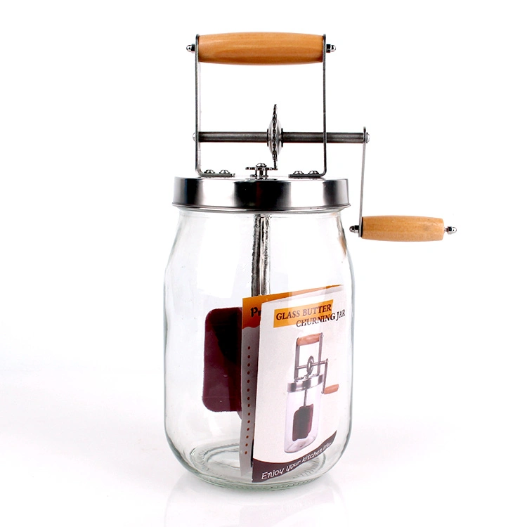 Home Cocina 1000ml 1500ml Manivela manual mantequilla Churner batidos de mango de madera de engranajes de acero inoxidable de la cocción de los mejores gadgets mantequilla Maker