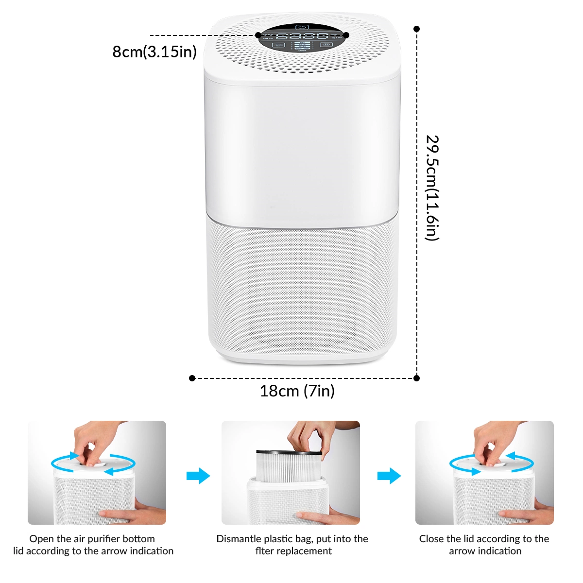 HEPA 11 13 Smoke Personal Room Home Desktop Filter Portable Household Air Purifier