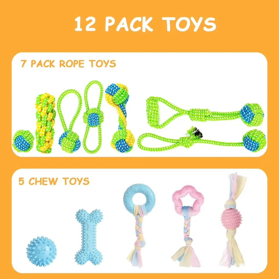 Durable Cotton Rope Dog Interactive Toys 12 Pack Gift Set Free Assortment Pet Chew Dogs Toy