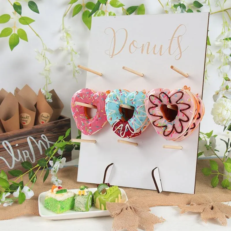 Wooden Wall Display Stand Party Doughnut Bagel Holder Wedding Birthday Party Decoration